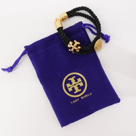 Tory Burch Shell Logo Rope Bracelet Black OS - Picture 10 of 12